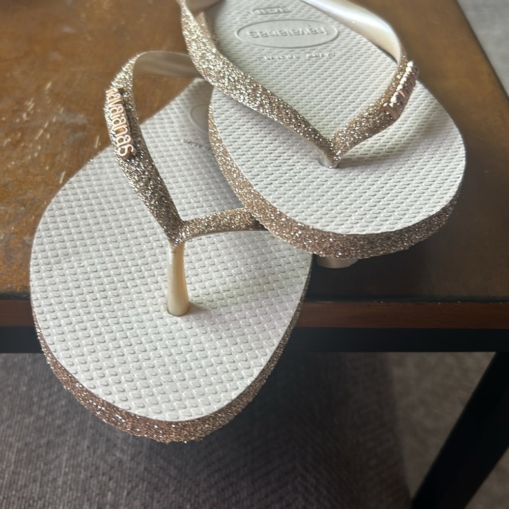 New Gold Glitter Havaianas Flip Flop Sandals